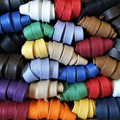 Flat Replacement Waxed Cotton Shoe Laces - 8/9 Mm - Lengths 75 Cm To 300 Cm • $5.05