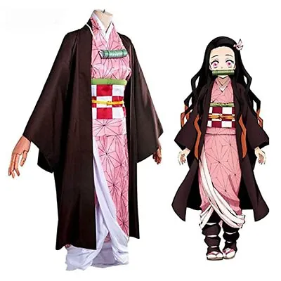 $18.99 • Buy Anime Demon Slayer Kimetsu No Yaiba Kamado Nezuko Cosplay Costume Kimono Wig