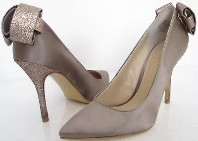 £14.99 • Buy Enzo Angiolini Size 4 Womens Taupe Dark Beige Sparkly Satin Court Shoes Heels *