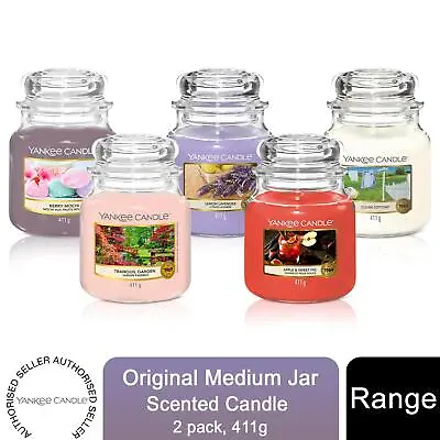 Yankee Candle Original Medium Jar Scented Candle 2 Pk Of 411g Choose Your Scent • £37.49