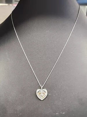 Macy's Diamond Accent Sterling Silver 10K Yellow Gold Heart Necklace • $24.95