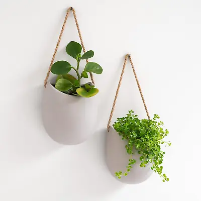 Wall Planters -Ellie- | Hanging Ceramic Plant Pots 2 Pieces For Succulents And • £42.74