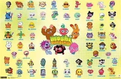 MOSHI MONSTERS ~ 62 CHARACTERS 22x34 VIDEO GAME POSTER NEW/ROLLED! • $6.80