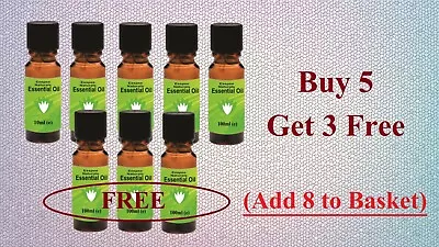 10ml ESSENTIAL OIL - Buy 5 Get 3 Free - For Aromatherapy Home Fragrance Etc. • £3