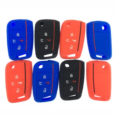 $4.96 • Buy Fit VW Jetta Tiguan Golf 4 Button Flip Remote Smart Key Fob Silicone Case Cover
