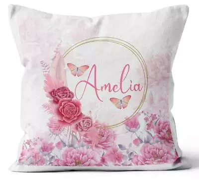 Personalised Any Name Floral Design Cushion Printed Birthday Gift 558 • £11.99