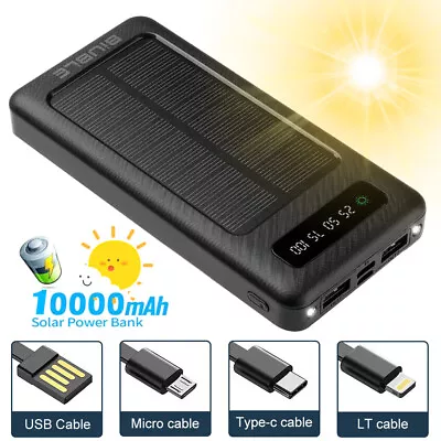 $25.90 • Buy Portable 900000mah Solar Power Bank 2USB Backup Battery Charger For Mobile Phone