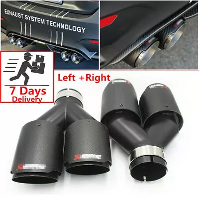 1Pair Akrapovic Real Carbon Fiber ID:2.5  OD:3.5  Car Exhaust Tip Dual Pipes End • $156.09