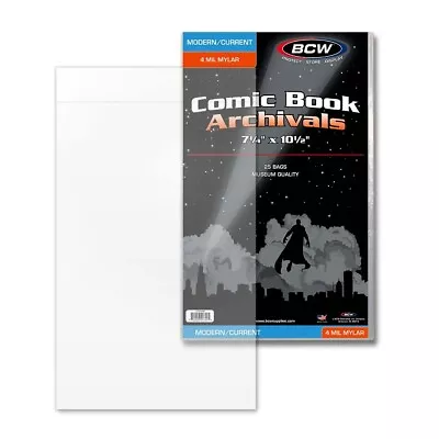 (25-Pack) BCW Current/Modern Comic Book 4 MIL Mylar Bags Sleeves Archivals • $31.95