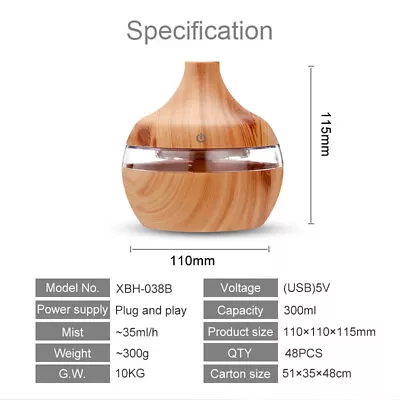 Electric Essential Aroma Oil Diffuser Ultrasonic Wood Grain Room Air Humidifier • $14.49