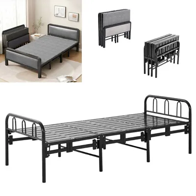 Folding Bed Rollaway Portable Guest Bed Metal Frame Single Sleeper Bed Frame • £62.95