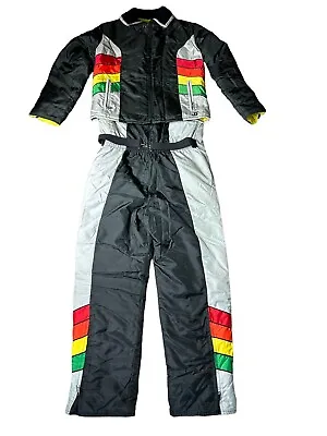 Vintage John Deere Striped Rainbow Jacket Snowpants Bibs 2 Piece Suit Ladies L • $306.54