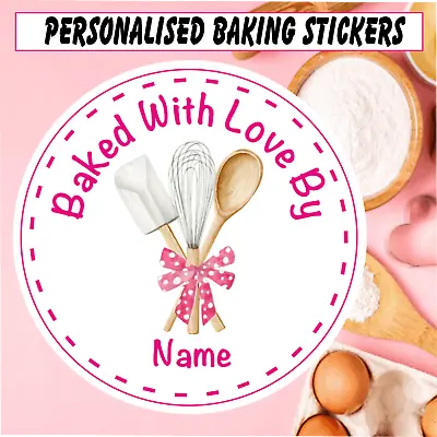 Personalised Baking Stickers Gift Labels ANY NAME Cakes Cake Box Cupcakes Etc • £2.99