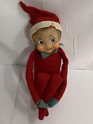 Vintage Elf Shelf Sitter Knee Hugger Red W/Green Gloves Japan • $20