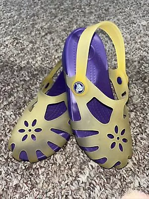 Crocs Size C13 Little Girls Mary Jane Shoes Purple Yellow Gold Tan Sandals 13 • $9