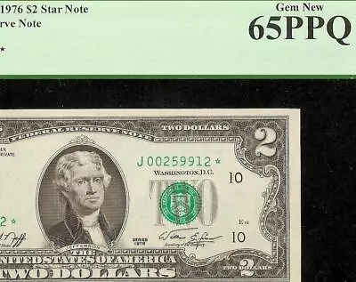 KEY 1976 $2 TWO DOLLAR BILL KANSAS CITY STAR NOTE Fr 1935-J* PCGS GEM 65 PPQ • $125