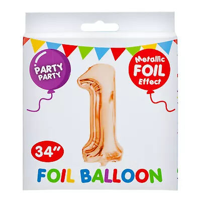 Rose Gold Foil Number 1 Balloon 34  Metallic Party Decoration • $7.46