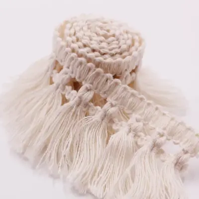 1 Yard Cotton Tassel Crochet Trim Fringe Fabric Garment Table Cloth Dress Sewing • £2.99