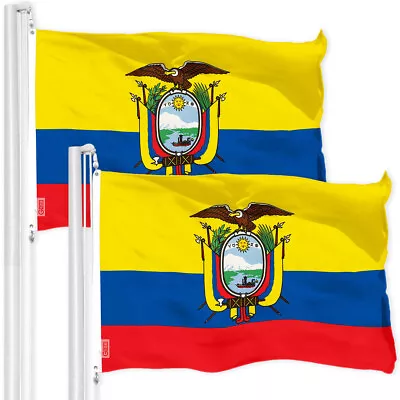 G128 2 Pack: Ecuador Ecuadorian Flag 3x5 Ft Printed 150D Poly Indoor/Outdoor • $23.99