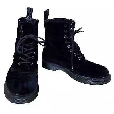 Dr. Martens Page Black Ze You Velvet 8 Eye Boots Size 7 • $150