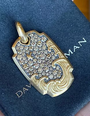David Yurman 18k Gold Diamond Waves Amulet Pendant Necklace $6500 32.5mm Video • $4150