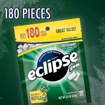 ECLIPSE Spearmint Sugarfree Chewing Gum 180 Piece Bag • $12.99