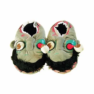 Furry Slipper Cartoon Fun Soft Plush Booties Shoes Unisex Zombies Monster Green • $19.99