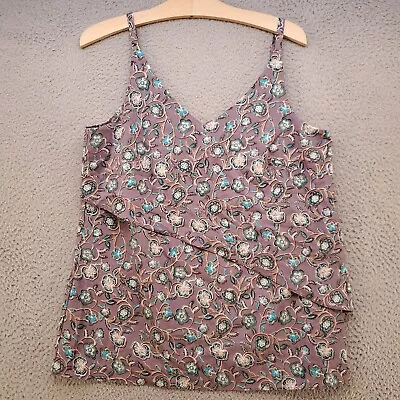 $15.98 • Buy Cabi Cami Tank Top Blouse Small Layered Lavender Vine Ditsy Flowers Asymmetical