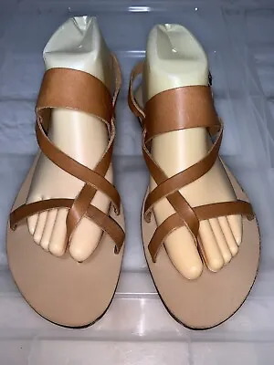 $59 • Buy New DOF Dept Of Finery Tan Brown Leather Sandals Size 41 (10) #26773