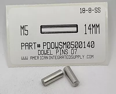 5mm X 14mm DOWEL PINS 18-8 STAINLESS STEEL (10) • $13.35