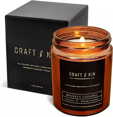 Scented Candles For Men | Premium Whiskey Caramel Scented Candle | All-Natural S • $37.63