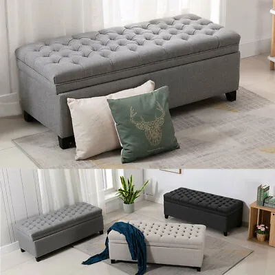 £82.95 • Buy Large Chesterfield Storage Ottoman Bench Box Widnow Seat Stool Bedroom Footstool
