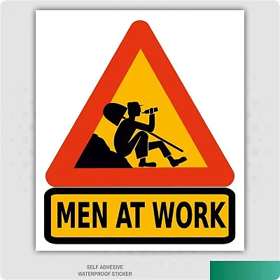 Men At Work Funny Joke Warning Self Adhesive Stickers Working Alcohol Sign • £2.15
