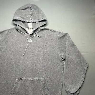 Vintage Adidas Hoodie Mens L Gray Y2K Sweatshirt Embroidered Center Logo • $24.99