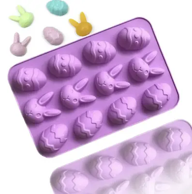 Easter Egg Bunny Chocolate Silicone Mold DIY Baking Biscuit Wax Melt Soap Mould • £3.29