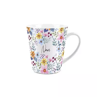 Bright Meadow Nan Latte Mug - Colourful Flower Coffee Cup Gift For Nan • £11.19