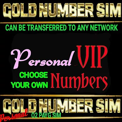 Gold Number Sim Card Memorable Personal 02 CHOOSE YOUR NUMBER From The List • £2.49