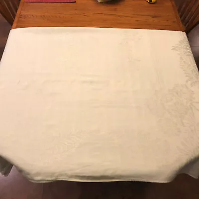 Vintage Rectangle Light Green Damask Tablecloth - Beautiful! • $18