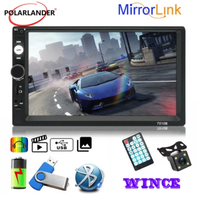 7  Double Din Car Stereo Radio Touch Screen Android Auto Bluetooth Head Unit+CAM • $37.56