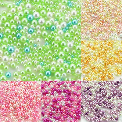 Round Pearl Spacer Craft 500Pcs No Hole Making Decor Simulation Loose Beads DIY • £2.83