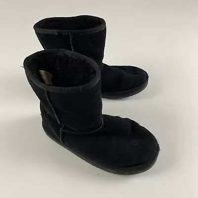 UGG Koolaburra Winter Boots Girls Sz 3 Youth Black Shearling Lined Boot 1019374 • $27.50