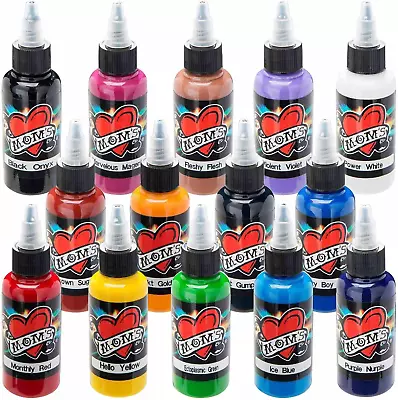 MOM'S Tattoo Ink - 14 Bottle Color Kit #1 - Half Ounce • $159.99
