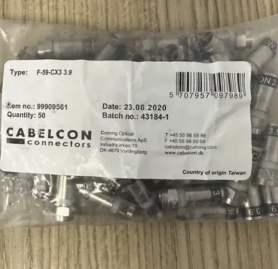 50 X Cabelcon F-59-CX3 / RG59 F-Type Compression Connectors  • £4.75