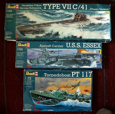 Revell - U-Boat Type VII & USS Essex & Torpedoboat PT117 - Model Kits Bundle • £50