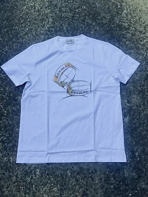 $120 • Buy White Hermes Bedazzled Logo T, Size XL