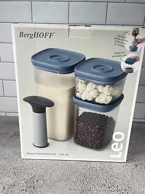 BergHOFF Leo Vacuum Food Container Set Of 4 Blue **NEW** • $34.99