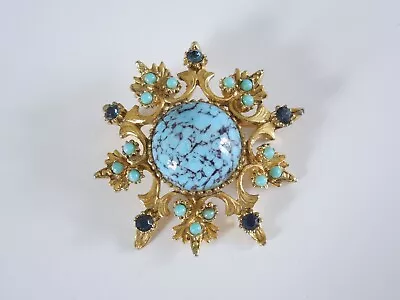 Vintage Gablonz Fashion Jewelry Brooch With Glass/Rhinestone 0.8oz / Ø 2in • $54.89