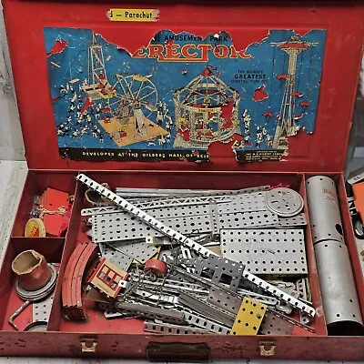 VINTAGE 1949 #10 1/2 GILBERT ERECTOR SET Missing The Motor And Parachutes • $144