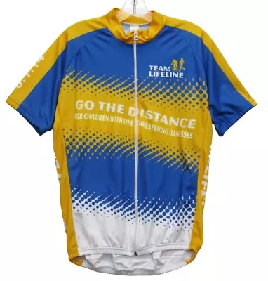 Teal Lifeline Go The Distance Yellow Racing Cycling Bike Jersey Men's Large L • $14.30