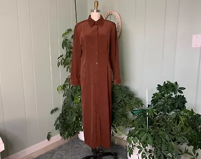 Vintage 1980s Brown Ultra Suede Midi Shirt Dress Doncaster • $38
